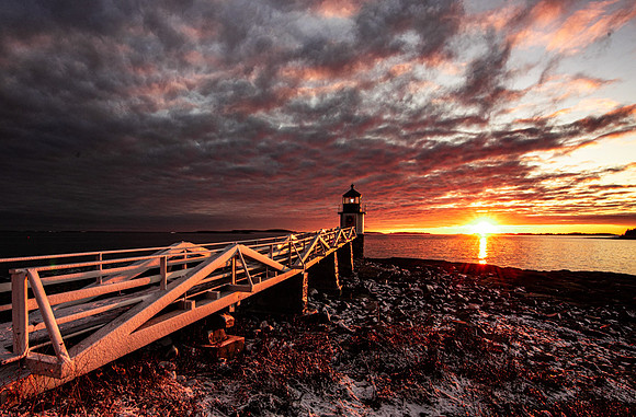Marshall point Light        Winter  Sunset