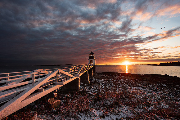 Marshall Point Lighthouse.  Winter Sunset