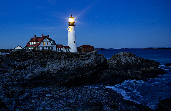 Portland Head Light.    Christmas Lighted
