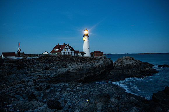 Portland Head Light.        Christmas Decorated